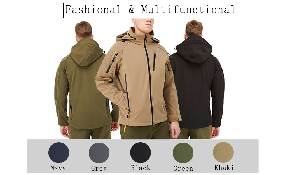 Mens Hunting Jacket Winter Tactical Jacket Outdoor Water-Resistant Coat SoftShell Fleece Jacket