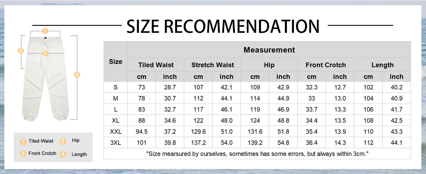COOFANDY Mens Cotton Linen Pants Loose Casual Lightweight Elastic Waist Summer Beach Pants