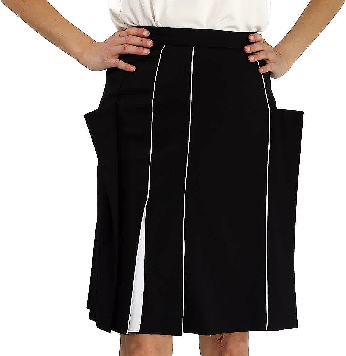 BURBERRY Ladies Black Piping Detail Wool Skirt, Brand Size 4 (US Size 2)