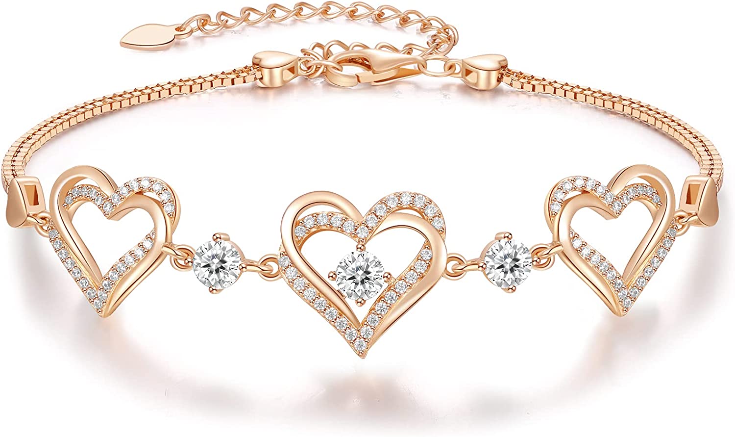 CDE Forever Love Heart Bracelet 925 Sterling Silver with Birthstone Zirconia, Anniversary Mother's Day Birthday Jewelry Gifts for Women Wife Her