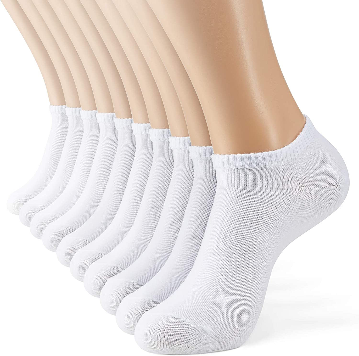 MONFOOT Women's and Men's 10-20 Pack Thin Cotton Low Cut Ankle Socks