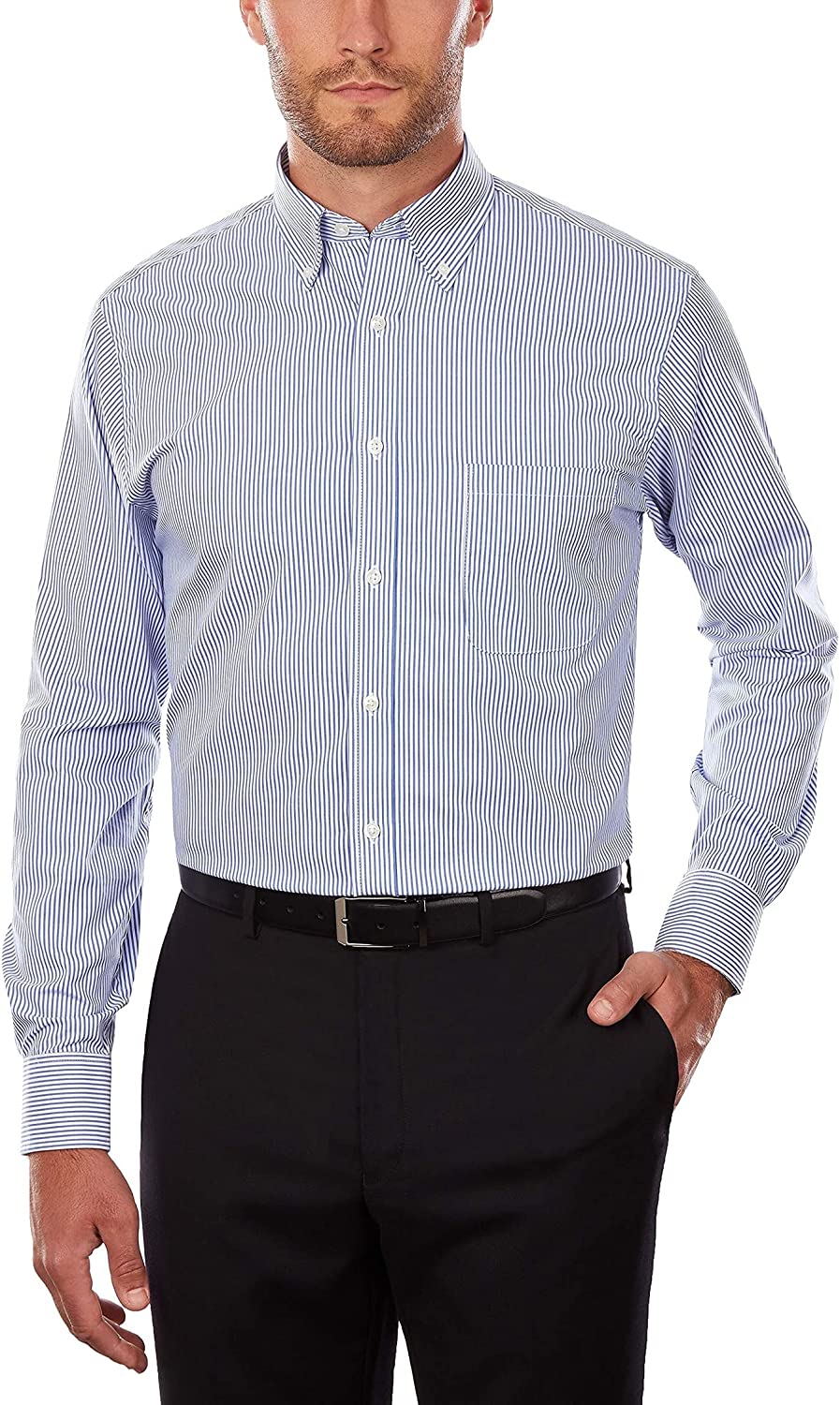 Van Heusen Men's Dress Shirt Regular Fit Pinpoint Stripe