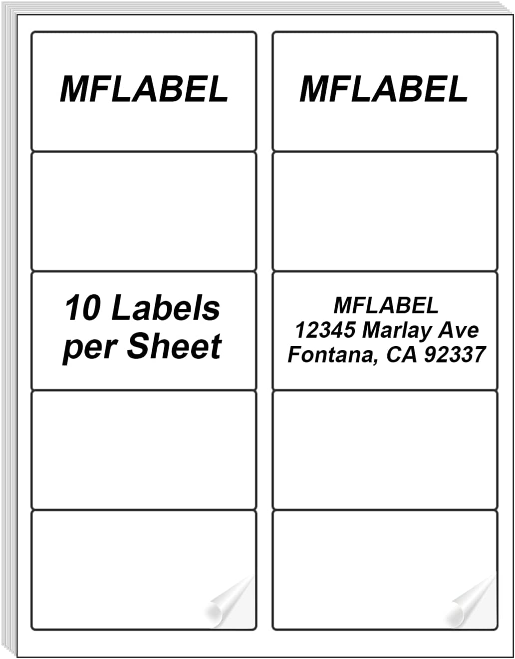 MFLABEL 2x4 Labels, 10-UP Shipping Address Labels, 500 Labels,50 Sheets Labels for Printer, Internet Mailing Shipping Labels, Label Stickers, 2" x 4" FBA Labels for Laser/Inkjet Printer