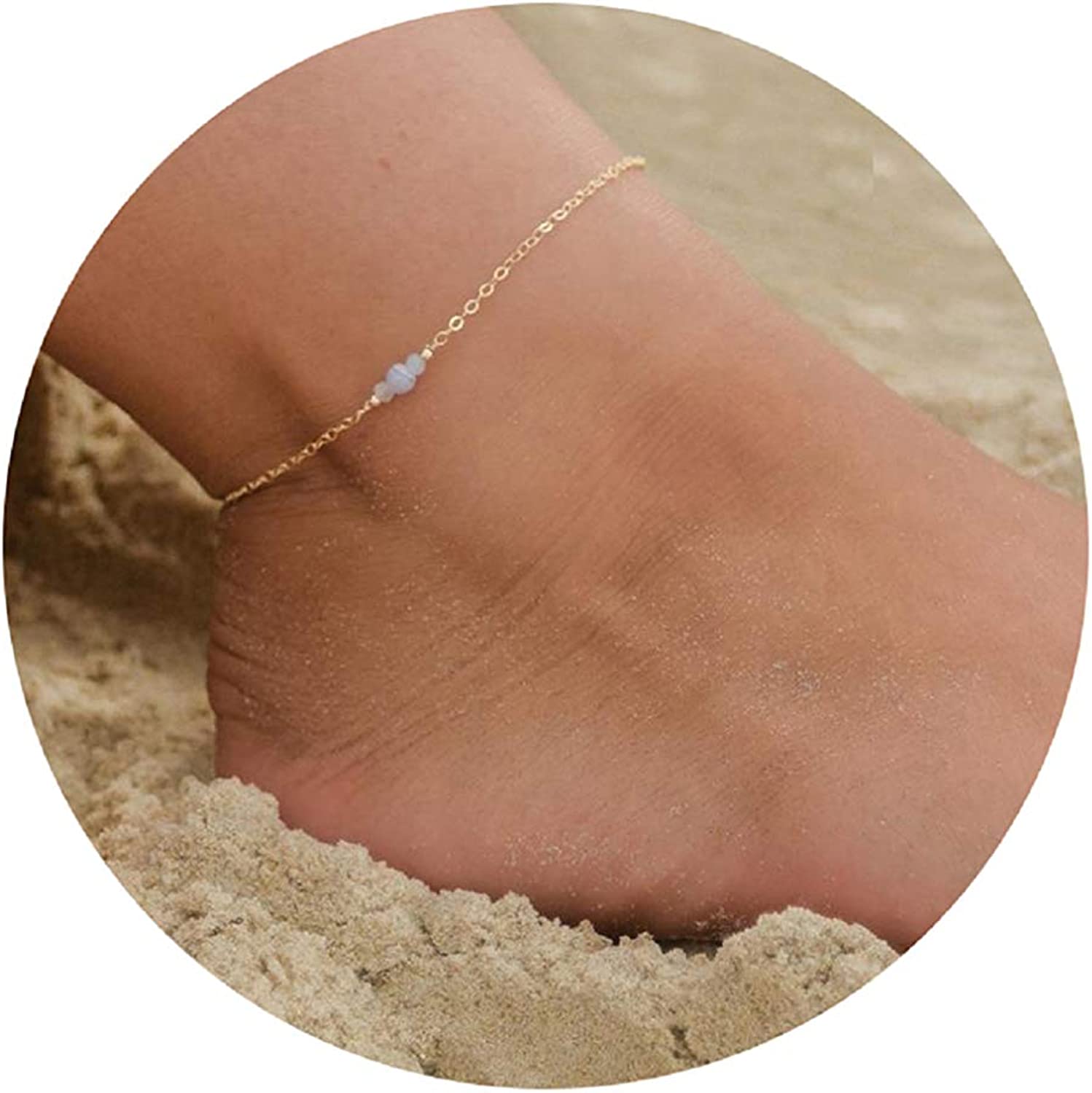 Kyerlyn Dainty Simple Chain Anklet for Women 18k Gold/Silver Plated Summer Beach Beaded Evil Eye Moon Figaro Butterfly Satellite Cuban Pearl Flat Marina Anklet Gift