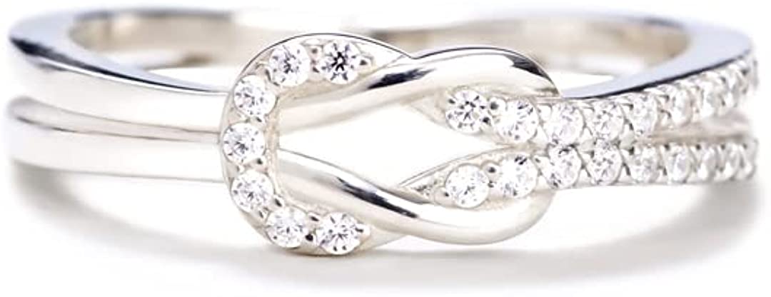 The Love Between Mother and Daughter is Forever Mother Daughter Ring, Story Jewellery Mother Daughter Square Knot Ring for Women, Friends, Mothers Day Birthday Christmas Gifts Jewelry Gift for Women