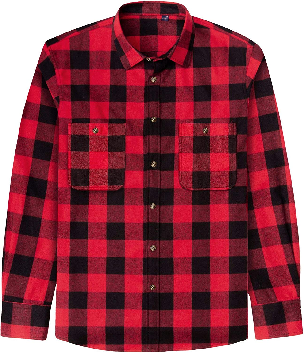 J.Ver Men's Flannel Plaid Shirts Long Sleeve Regular Fit Casual Button Down Shirt