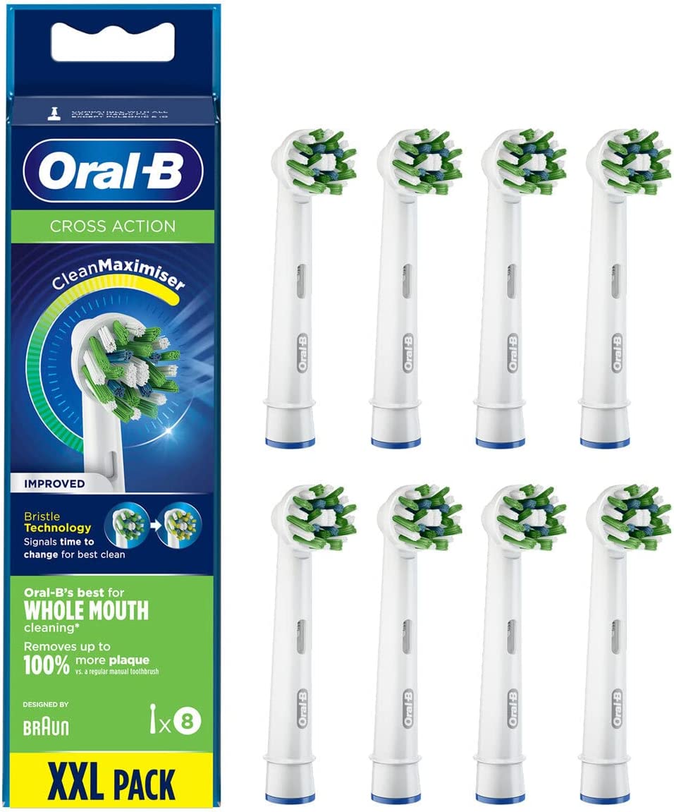 Oral-B CrossAction Toothbrush Heads, Pack of 8