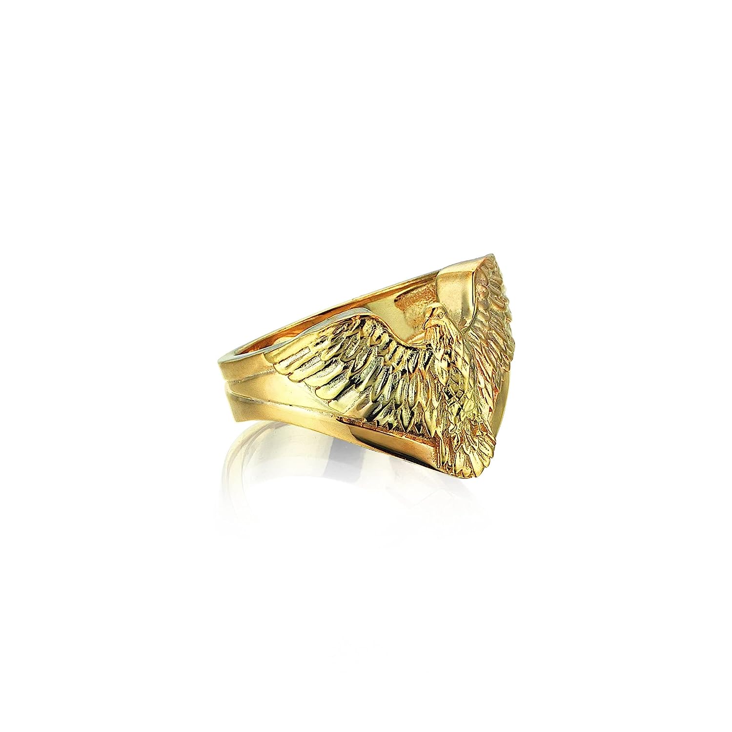 14K Gold Wild Eagle Band Ring | Handcraft Unique Unisex Men Women Jewelry | 10K Gold Animal Beast Jewelry | 18K Gold Custom Design Gift Idea