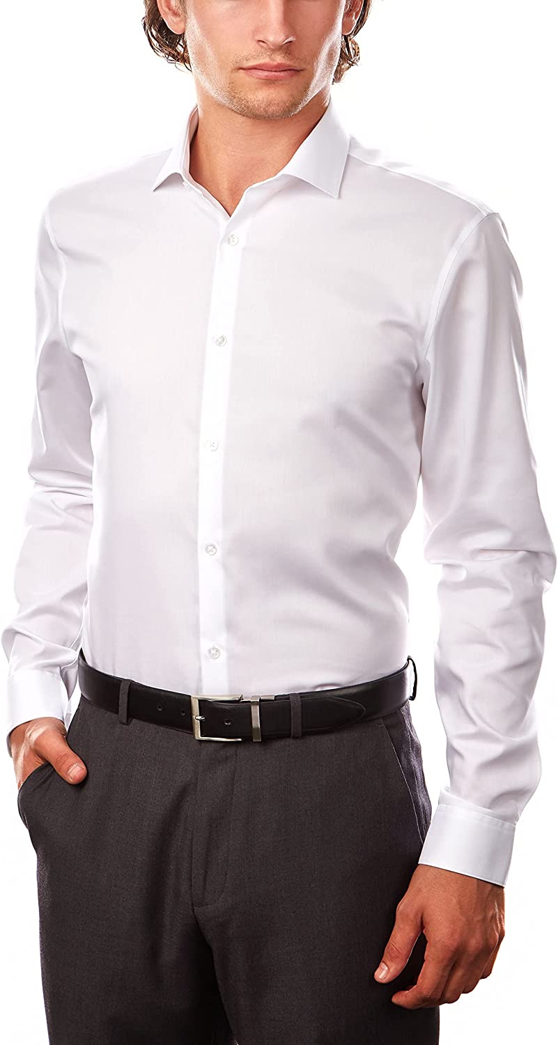 Calvin Klein Men's Dress Shirt Xtreme Slim Fit Non Iron Herringbone