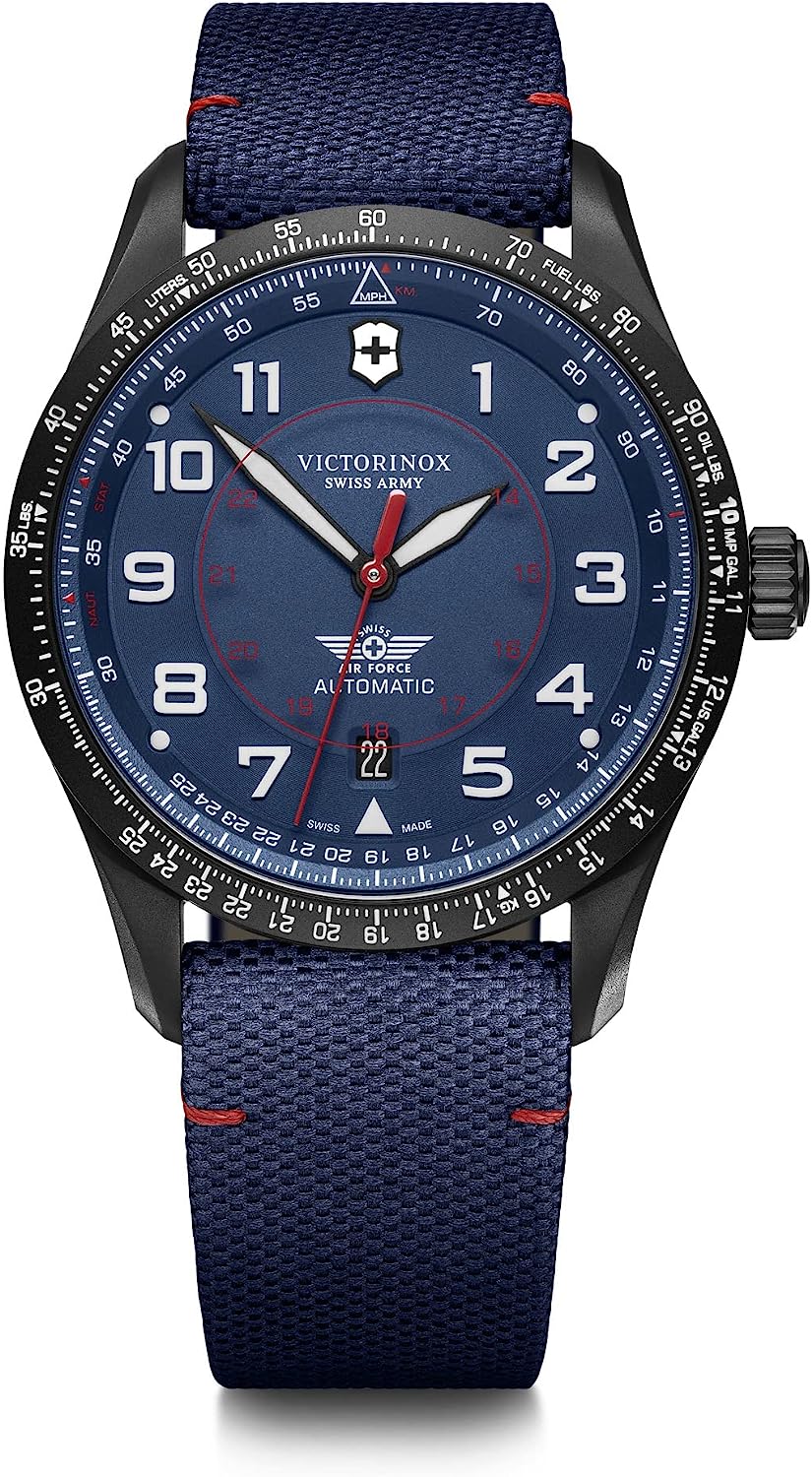Victorinox Airboss Mechanical Watch with Blue Dial and Blue Nylon Strap