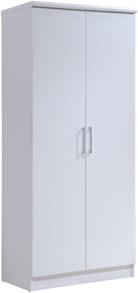 HODEDAH IMPORT Hodedah 2 Door Wardrobe with Adjustable/Removable Shelves & Hanging Rod, Mahogany