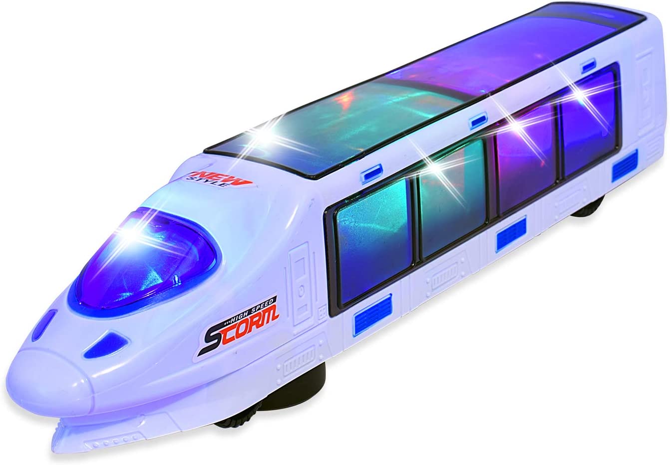 WolVolk Beautiful 3D Lightning Electric Train Toy for Kids with Music, goes Around and Changes Directions on Contact