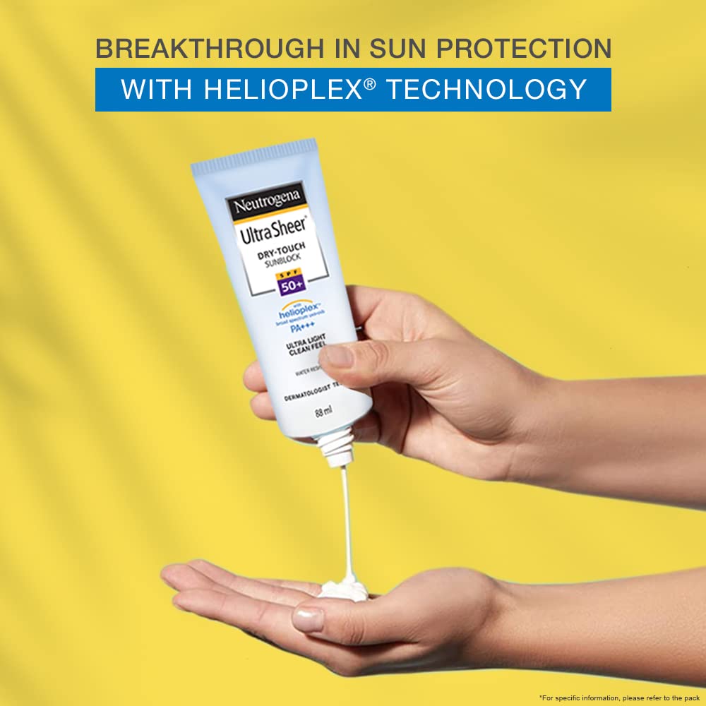 Neutrogena Ultra Sheer Dry-Touch Sunscreen Lotion, Broad Spectrum SPF 55 UVA/UVB Protection, Light, Water Resistant, Non-Comedogenic & Non-Greasy, Travel Size, 3 fl. Oz