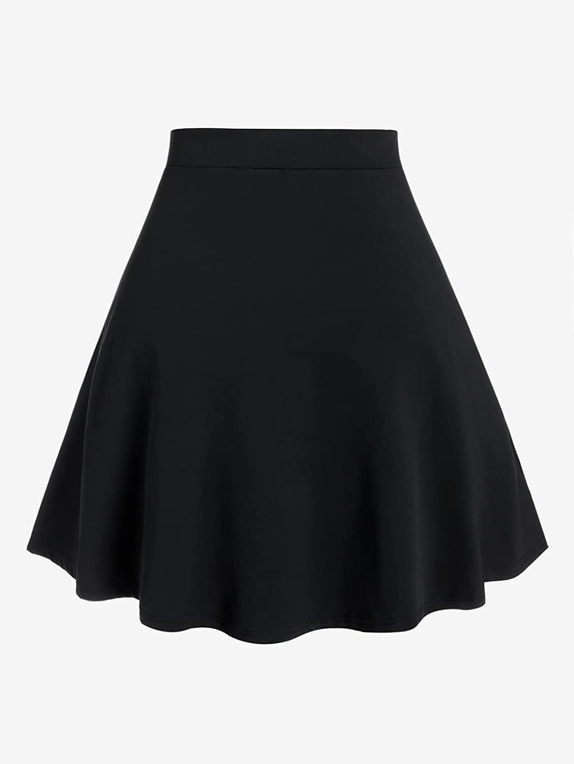 ROSE GAL Women's Plus Size Plain Mini Skirt Casual Plain Chain Detail High Waisted Short A-Line Gothic Skirt