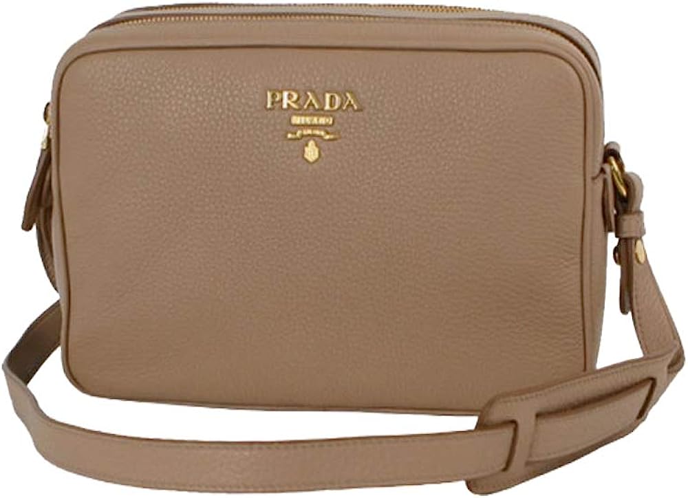 Prada Beige Vitello Phenix Leather Double Zip Crossbody Bag 1BH079