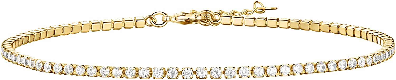 PAVOI 14K Gold Plated Tennis Anklets for Women | Tennis Ankle Bracelet for Women