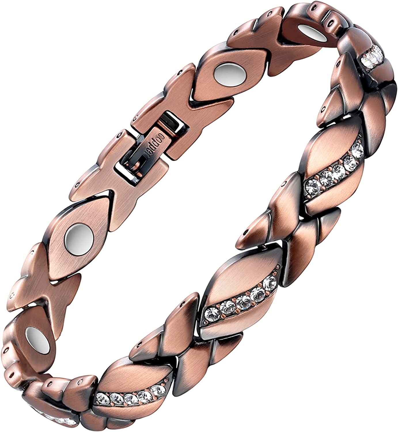 Jecanori Pure Copper Bracelets for Women,Ultra Magnetic Bracelets for Women with 3500 Gauss Magnets,Crystal Mother's Day Jewelry Gift, Sizing Tool