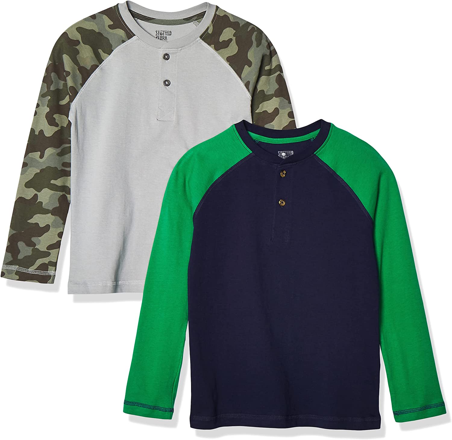 Amazon Essentials Boys and Toddlers' Long-Sleeve Henley T-Shirts (Previously Spotted Zebra), Multipacks