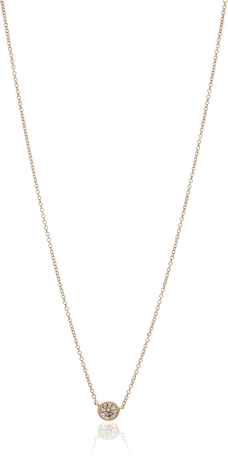 Argos Collection 14k Gold Bezel Set Solitaire Adjustable Pendant Necklace, 16" + 2" Extender
