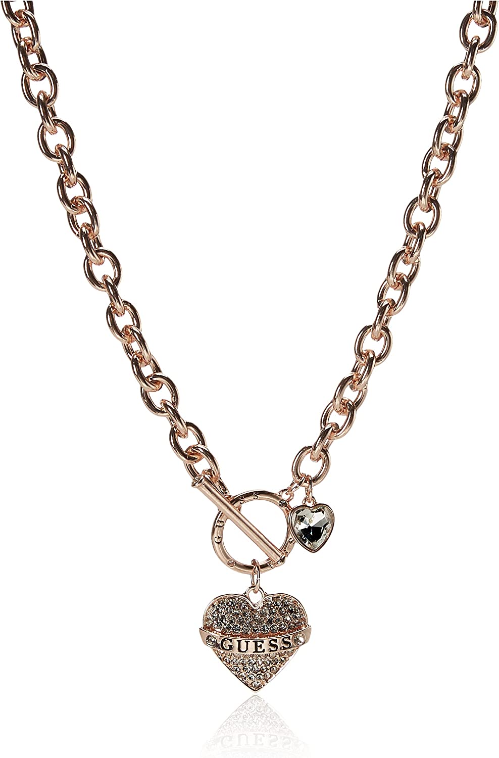 GUESS Women's Toggle Logo Charm Necklace, Rose Gold, One Size