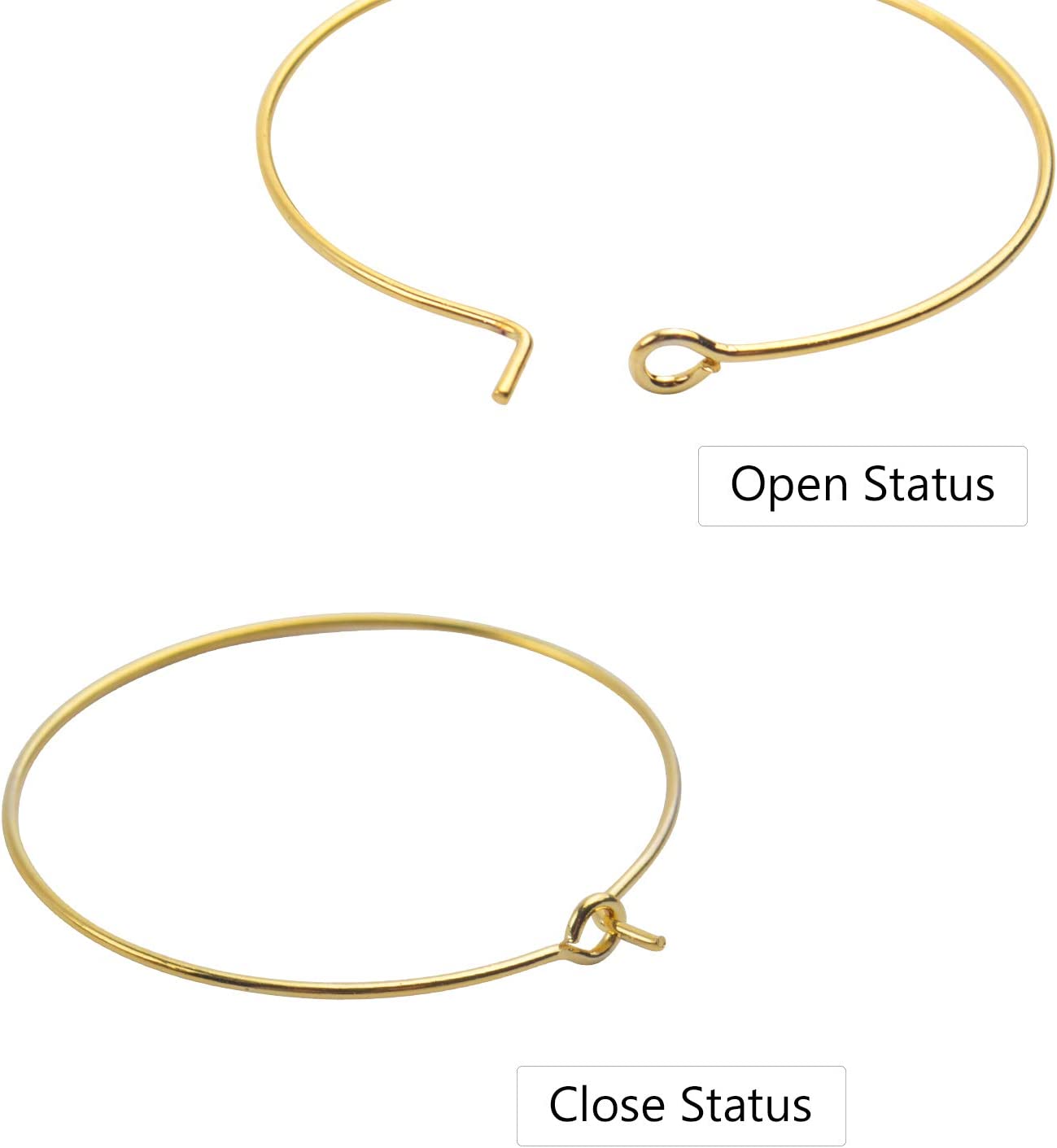 BronaGrand 150 Pieces Gold Plated Wine Glass Charm Rings Earring Hoops 3 Sizes,30mm,25mm,20mm