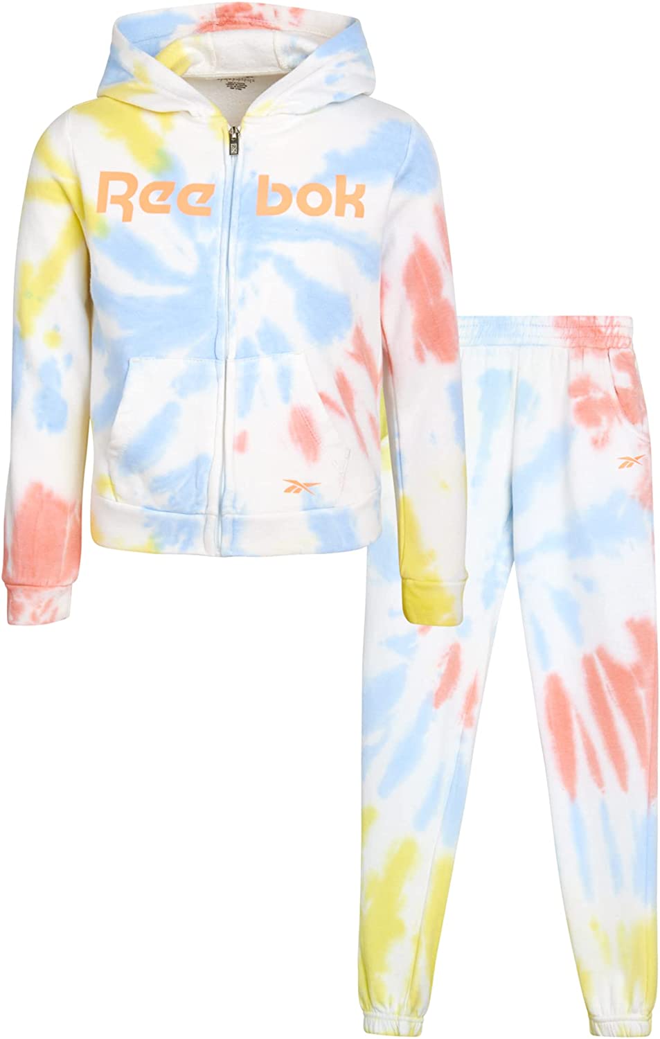 Reebok Girls' Jogger Set - 2 Piece Hoodie Sweatshirt and Sweatpants Sweatsuit (Size: 4-12)