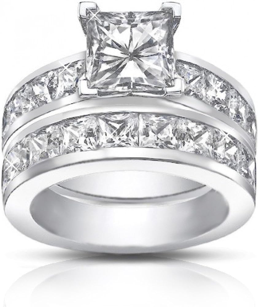 Madina Jewelry 4.50 Ct Princess Cut Diamond Engagement Ring Set in Channel Setting in Platinum