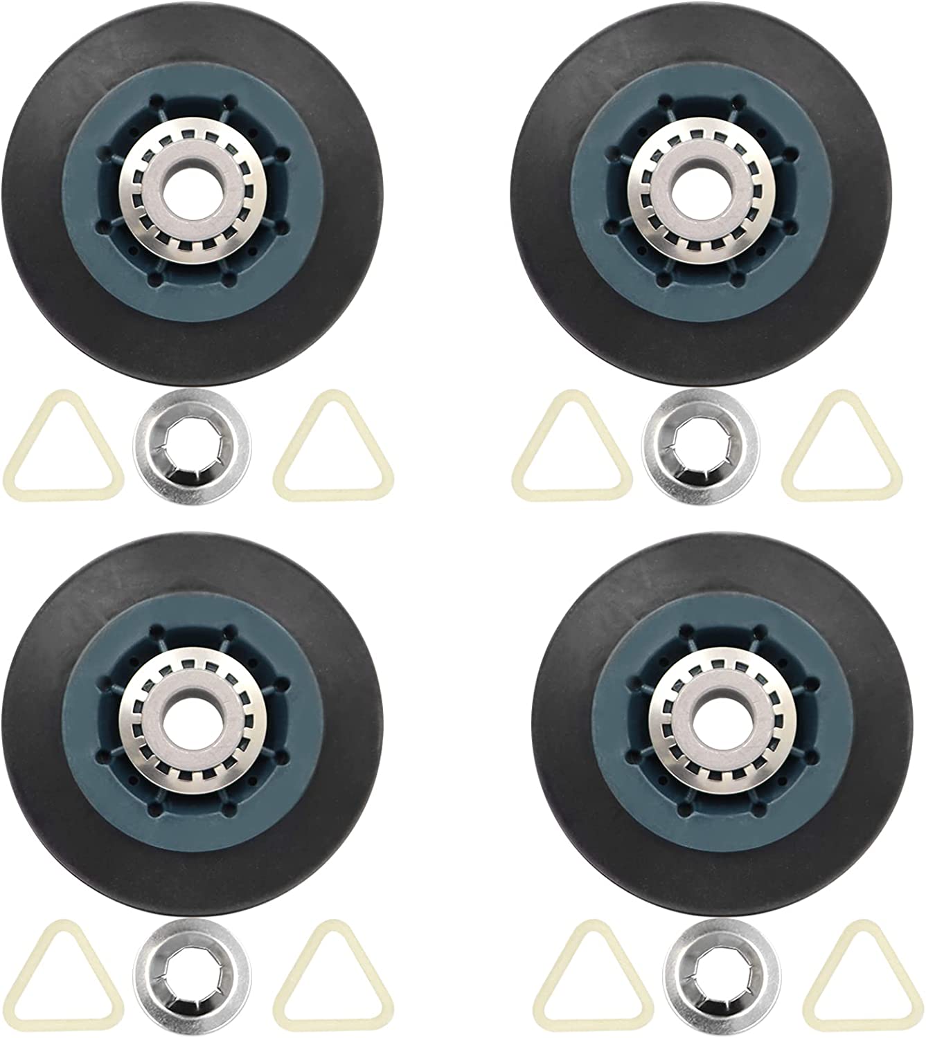WPW10314173 W10314171 Dryer Drum Support Roller Kit Dryer Drum Rollers Replaces W10314173 8536973 8536974 AP6019303 PS11752609 Suitable for maytag kenmore whirlpool kitchenaid sears oper,Pack of 4