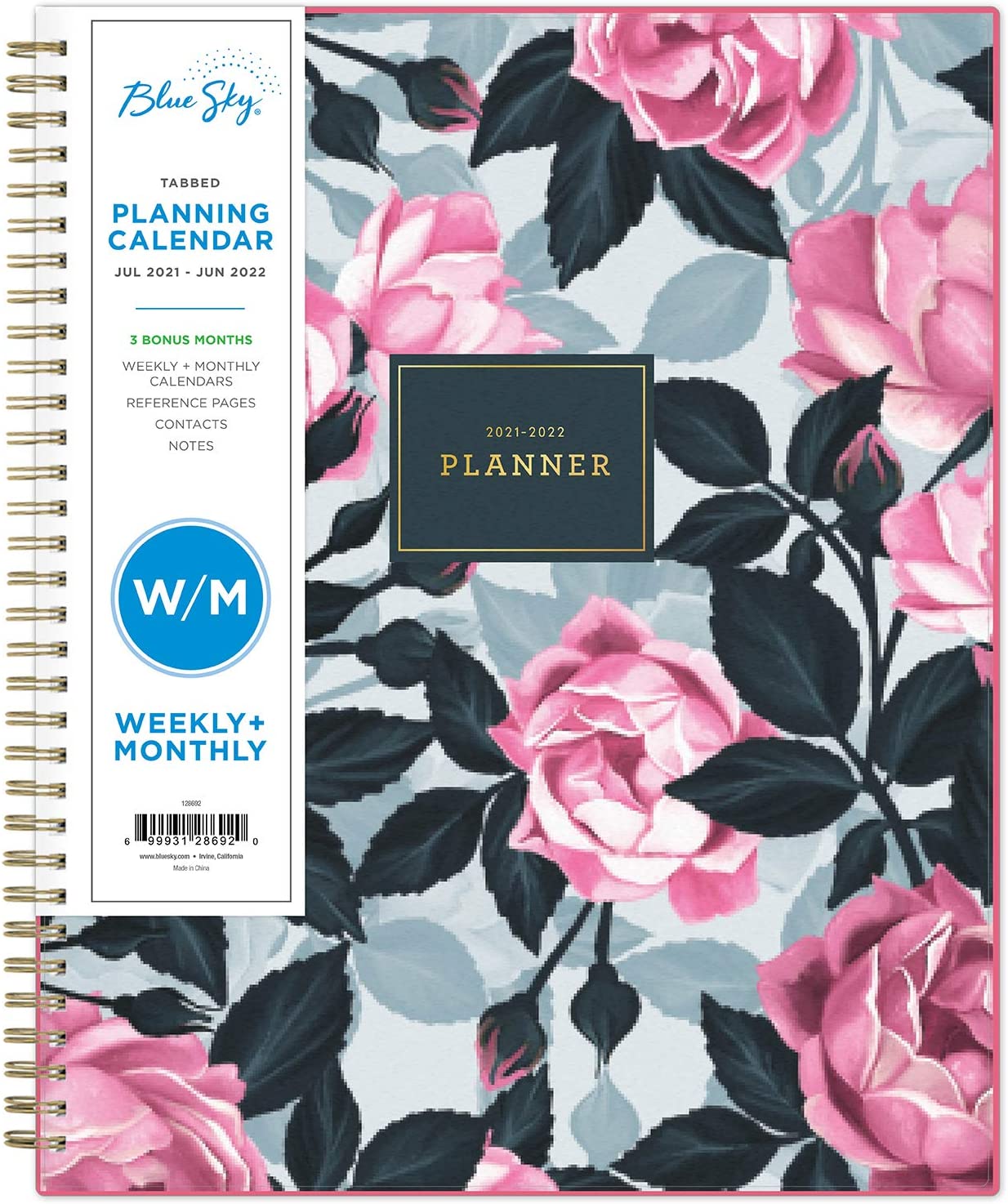 Blue Sky 2021-2020 Academic Year Weekly & Monthly Planner, 8.5" x 11", Frosted Flexible Cover, Wirebound, Roosevelt Pink (128692)