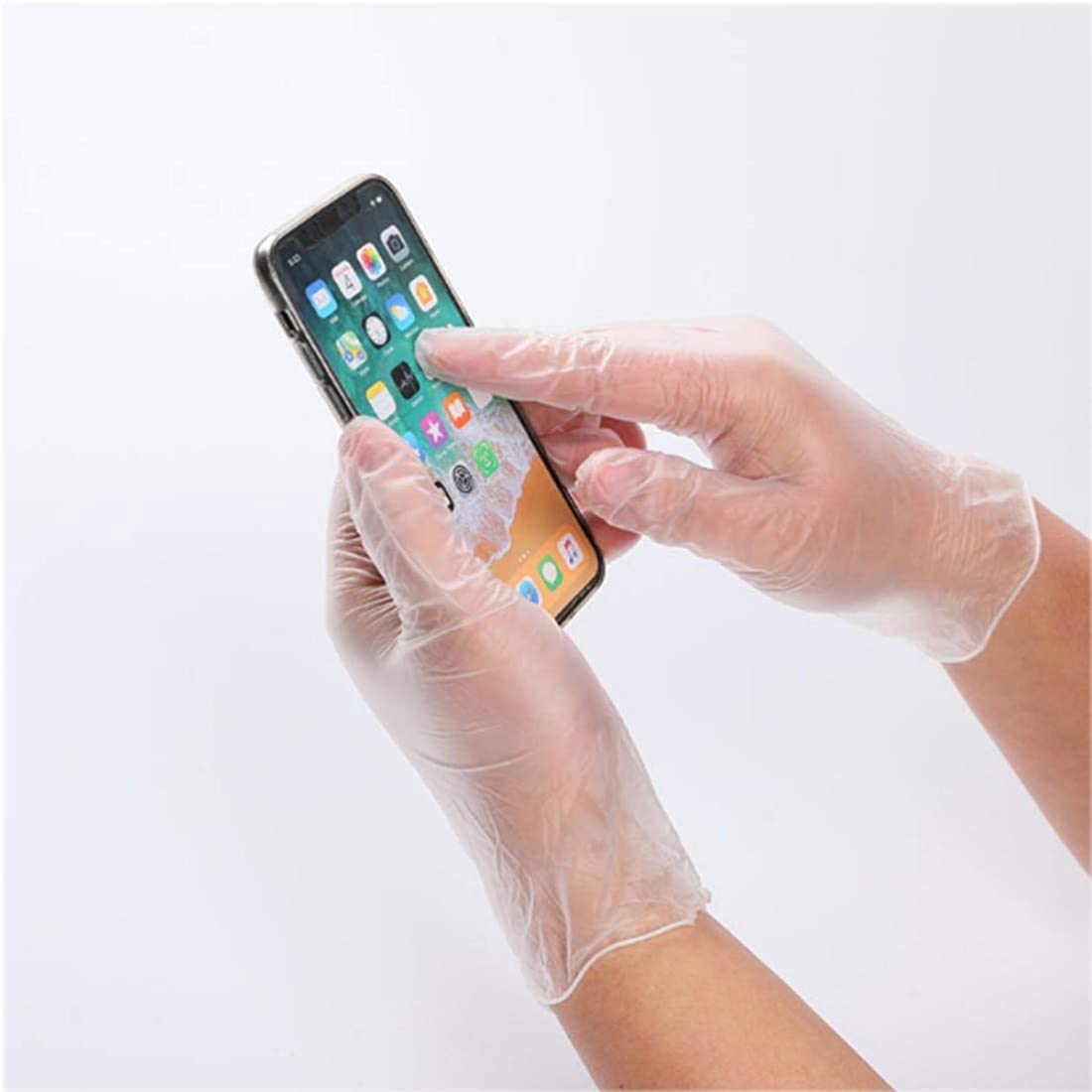 TOPtoper 100 Pack PVC Clear Disposable Gloves, Food Service Gloves Disposable for Food Prep Kitchen Food Service, Medium Size (Medium)