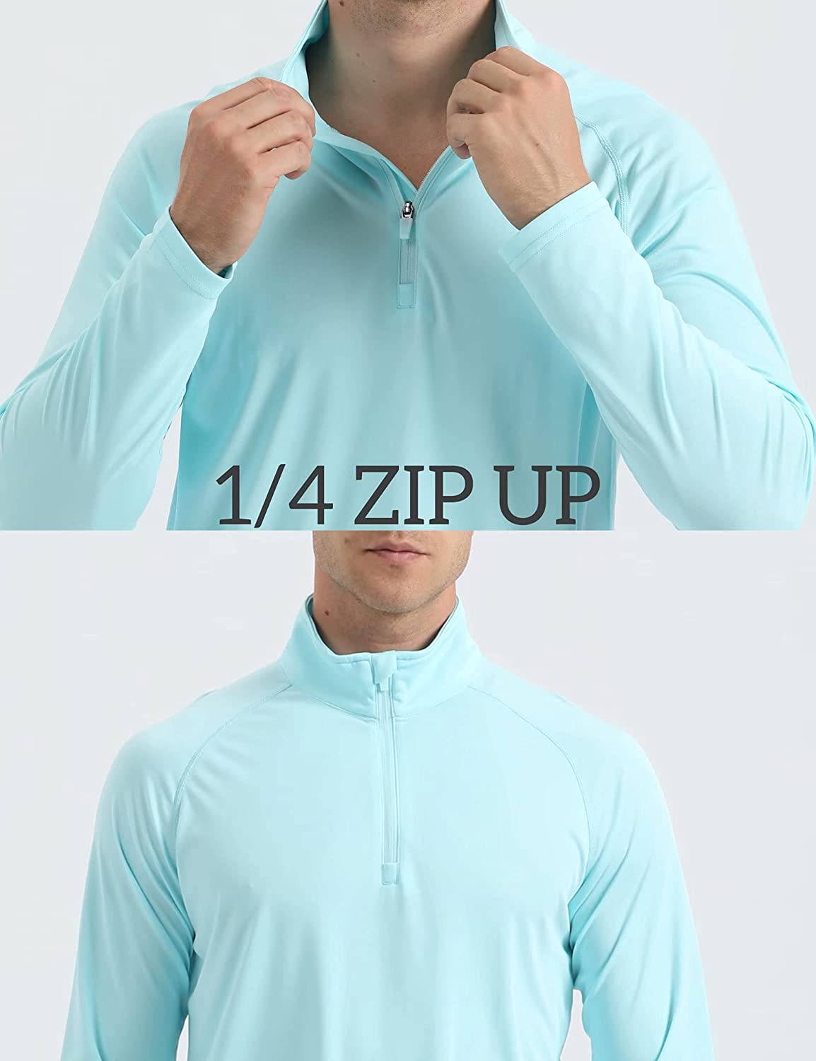 MAGCOMSEN Men's Long Sleeve Sun Shirts UPF 50+ Tees 1/4 Zip Up Fishing Running Rash Guard T-Shirts Outdoor Shirt