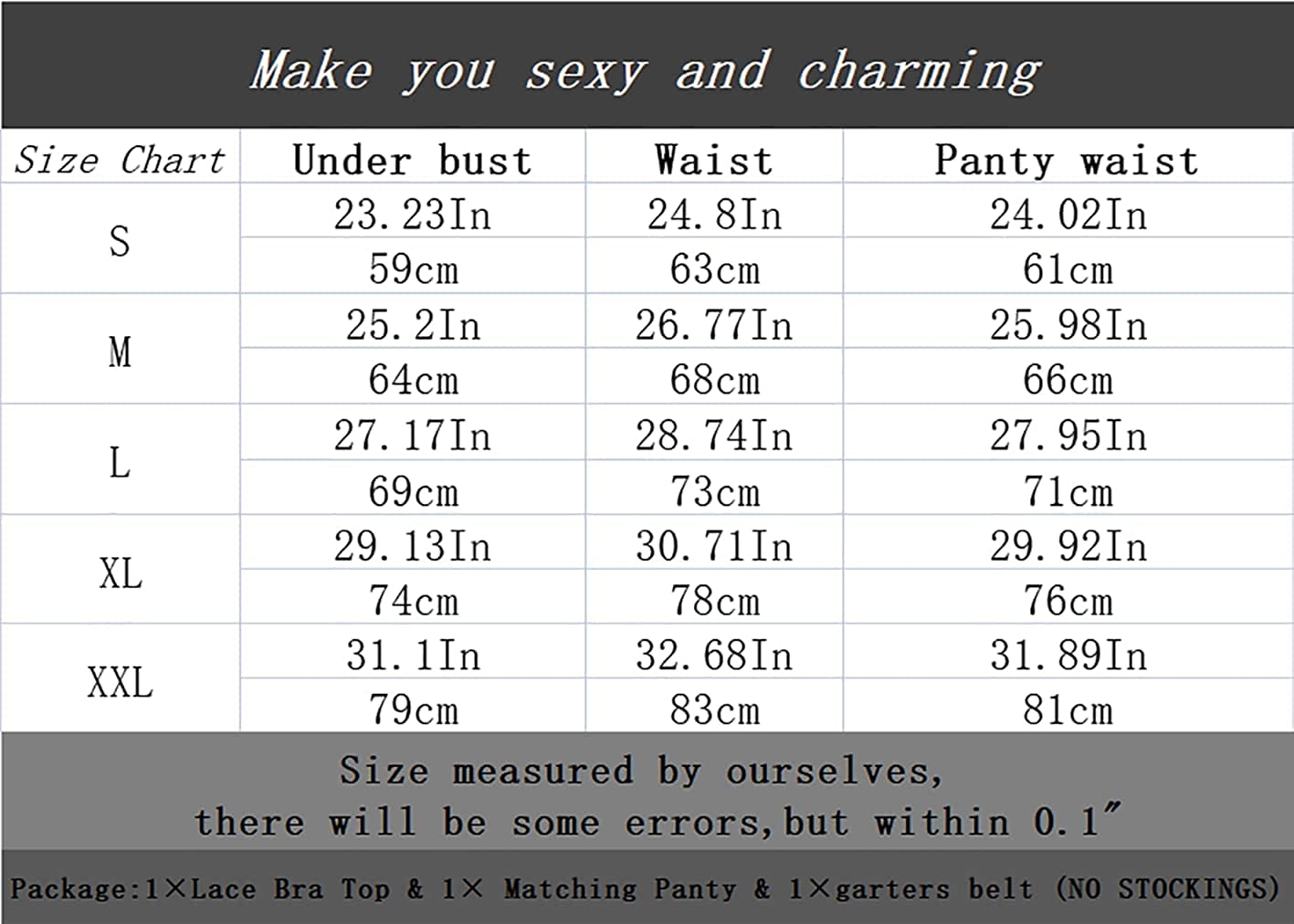 Donnalla Women Sexy Lingerie Set with Garter Belts Lace Bra and Panty Set Exotic Suspenders Set (NO STOCKINGS)