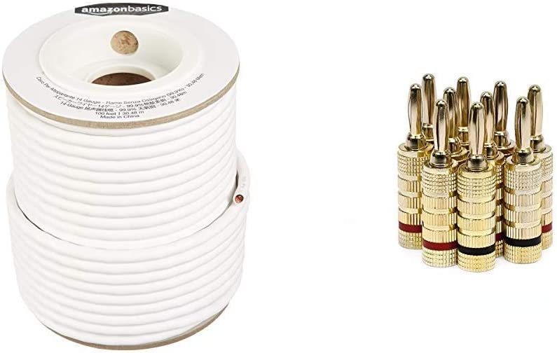 Amazon Basics 14-Gauge Audio Speaker Wire Cable - 99.9% Oxygen-Free Copper， 100 Feet