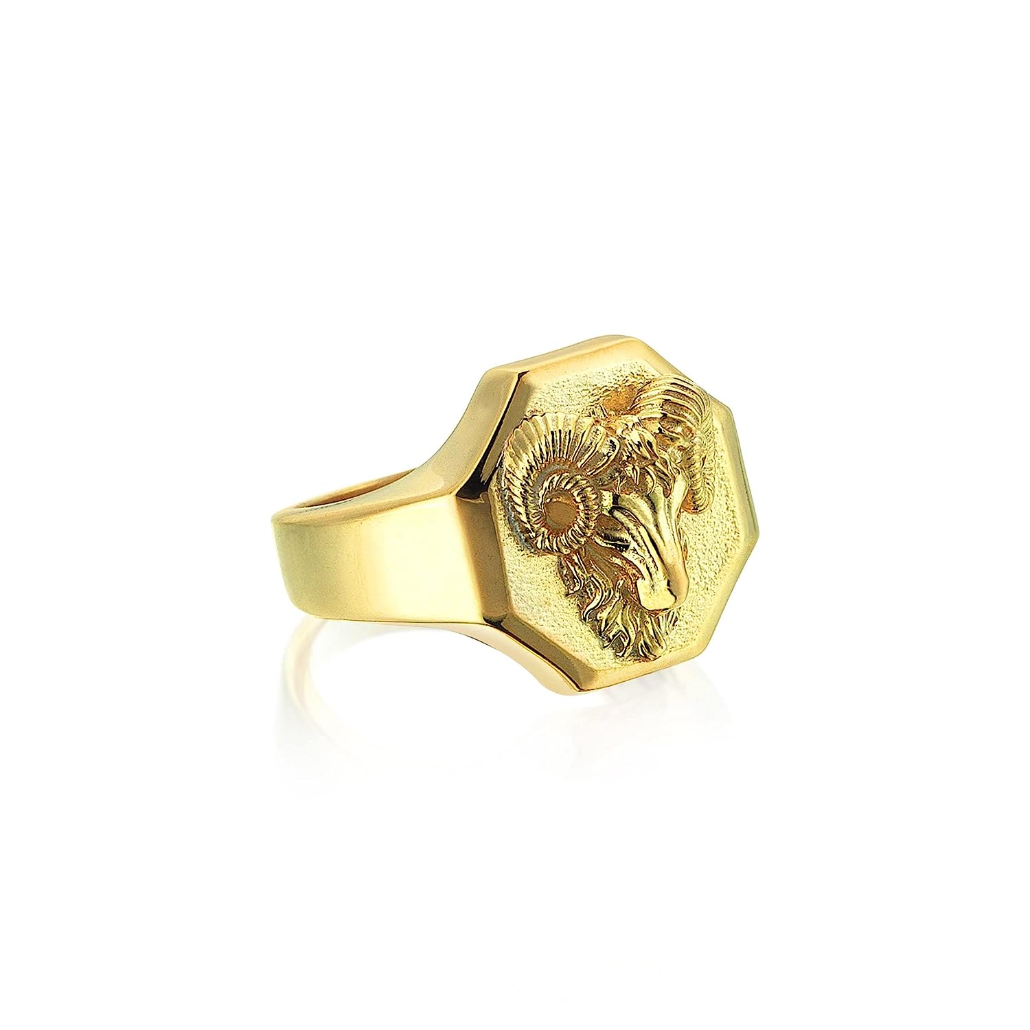 10K Gold Aries Ram Zodiac Signet Ring | 14K GOLD Animal Goat Handmade Solid Band Ring | 18K Gold Custom Jewelry Men Women Unique Gift