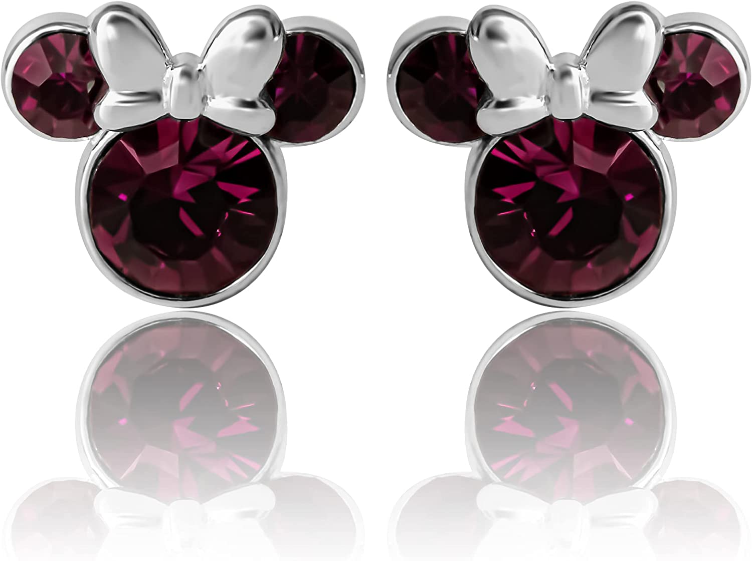 Disney Womens Minnie Mouse Birthstone Stud Earrings - Minnie Mouse Earrings - Birthstone Jewelry - Disney Jewelry