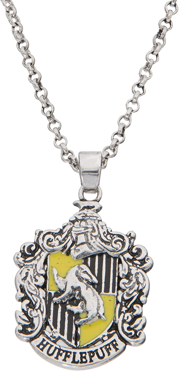 Harry Potter Women's and Girls Jewelry Silver Plated House Crest Pendant, 16"+2"