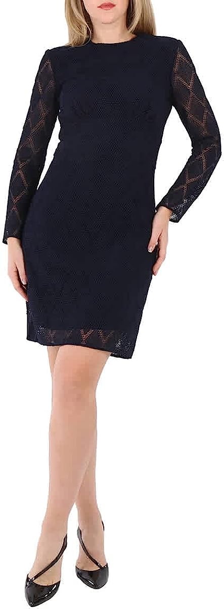 BURBERRY Ladies Navy Evi Beaded Crochet Lace Dress, Brand Size 6 (US Size 4)