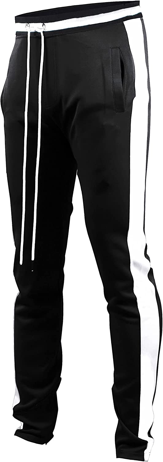 Screenshotbrand Mens Hip Hop Premium Slim Fit Track Pants - Athletic Jogger Bottom with Side Taping
