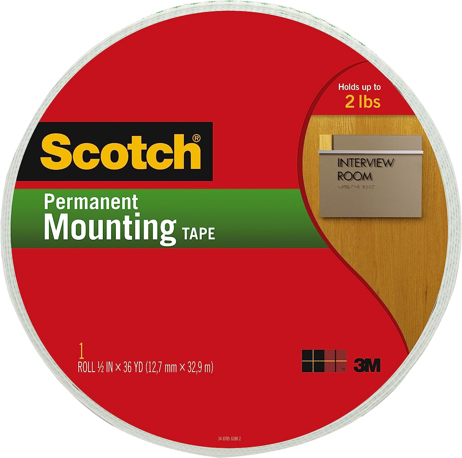 Scotch Indoor Permanent Mounting Tape, 1-Roll, 0.75-in x 38-yd, White