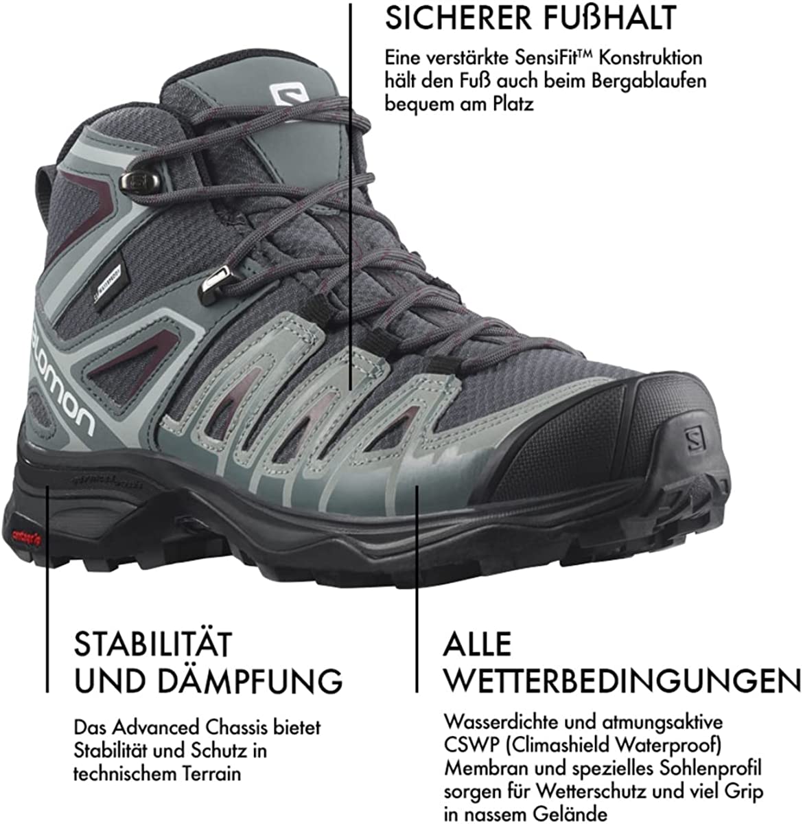 Salomon X Ultra Pioneer Mid CSWP Hiking Boots Womens