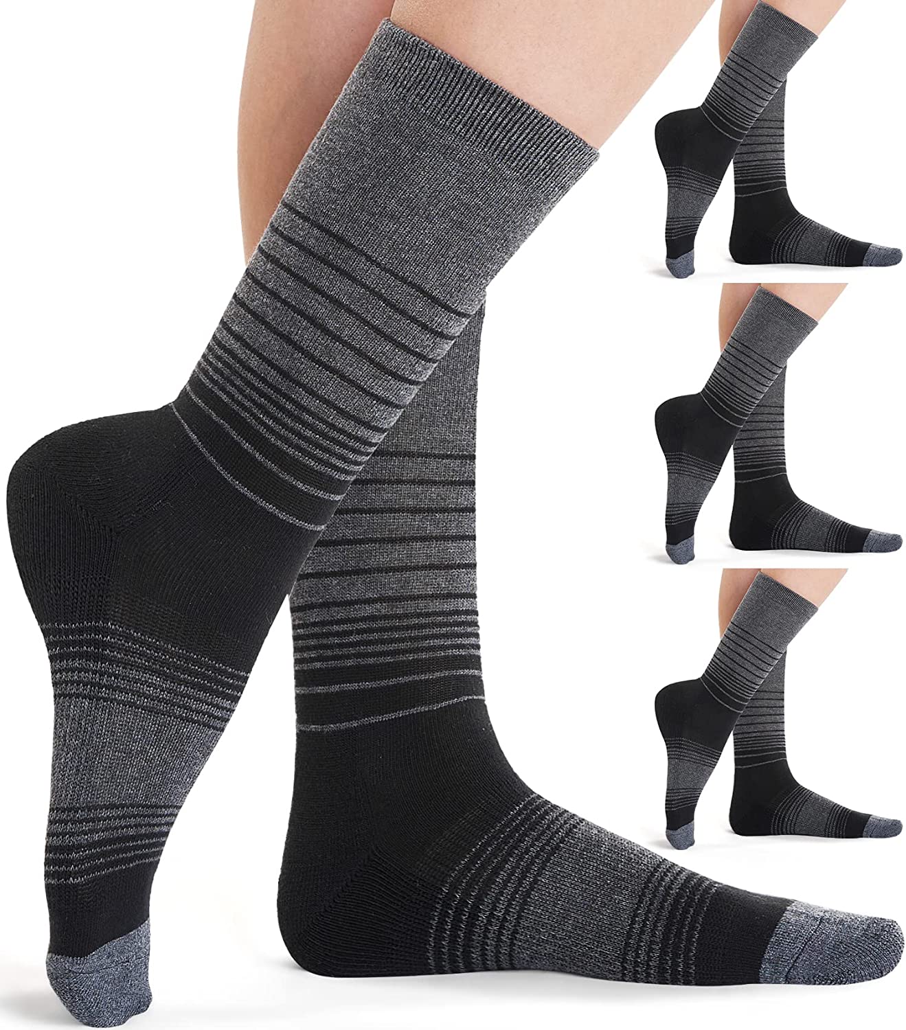 FITRELL 4 Pack Women's Merino Wool Hiking Socks Wicking Cushioned Warm Thermal Walking Boot Crew Socks