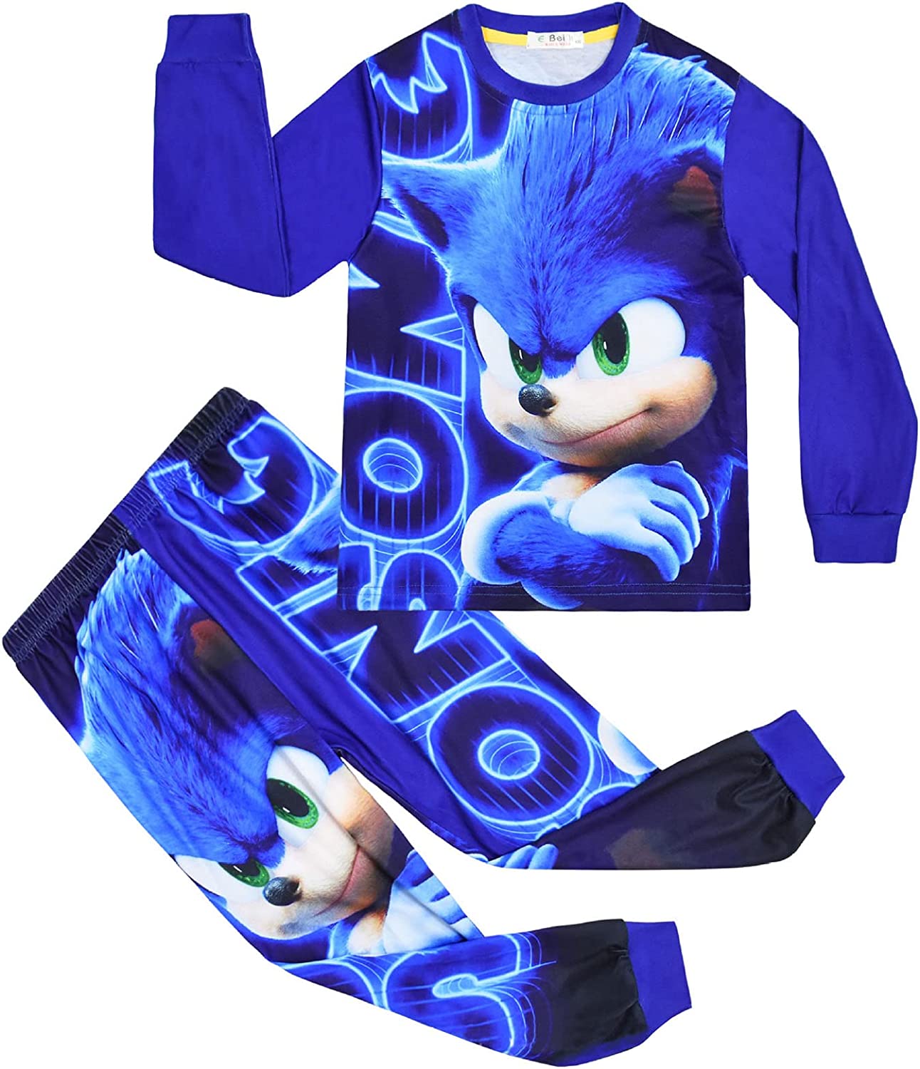 Boys Pajamas Sonic 2 Pieces Pjs Set Kids Nightgown Cartoon Game Sleepwear Child Loungewear Blue Comfortable Pyjamas Set