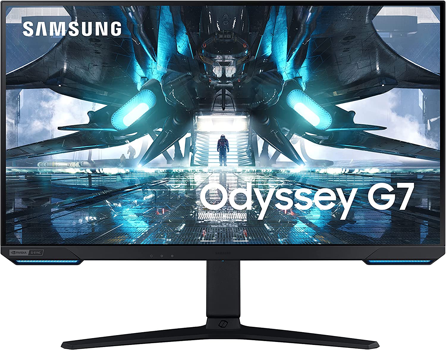 SAMSUNG 28" Odyssey G70A Gaming Computer Monitor, 4K UHD LED Display, HDR 400, 144Hz, G-Sync and FreeSync Premium Support, Front Light Panels, LS28AG700NNXZA, Black