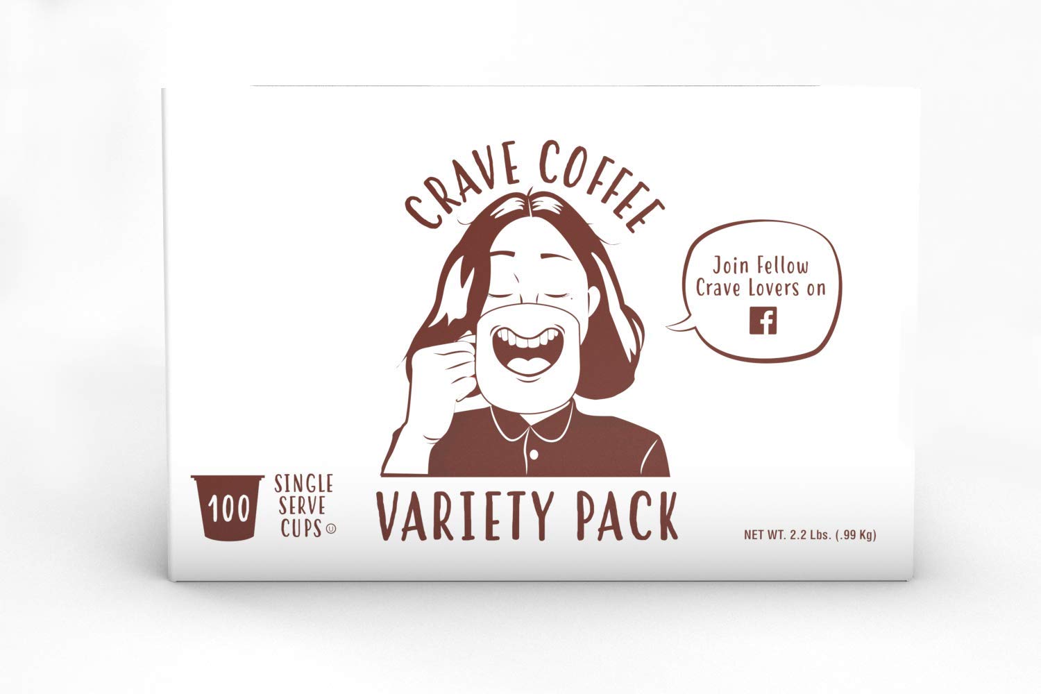 Crave Beverages Flavored Coffee Pods Sampler， Compatible with 2.0 K-Cup Brewers， Assorted Variety Pack， 100 Count