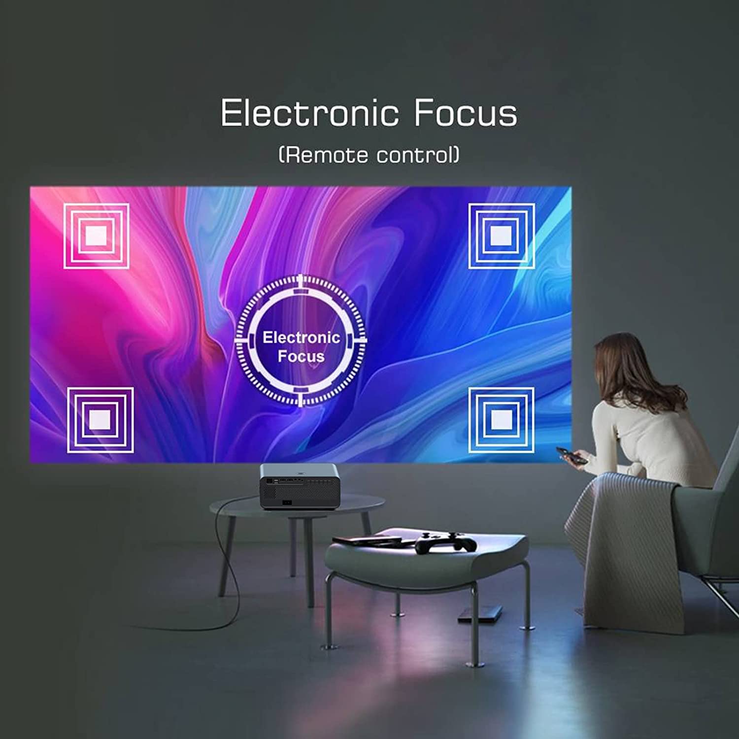 Projector with 5GHz Wi-Fi and Bluetooth,350 ANSI Portable Projector, Support 1080P Video Projector, Outdoor Movie Proyector, Indoor Home Theater Video Projector,Focus Adjustment