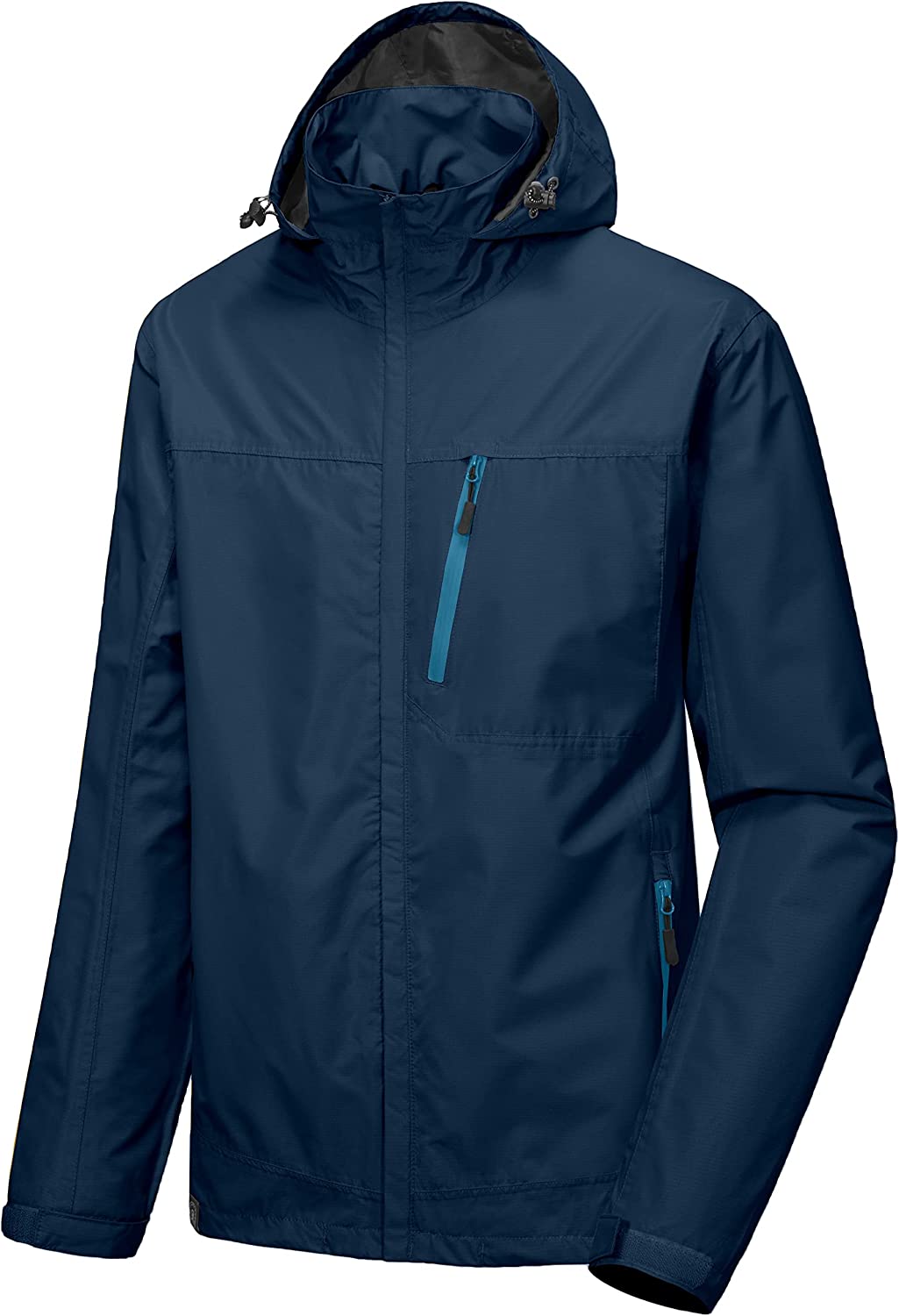 Little Donkey Andy Men's Waterproof Rain Jacket Outdoor Lightweight Hooded Raincoat for Hiking Golf Travel Fishing