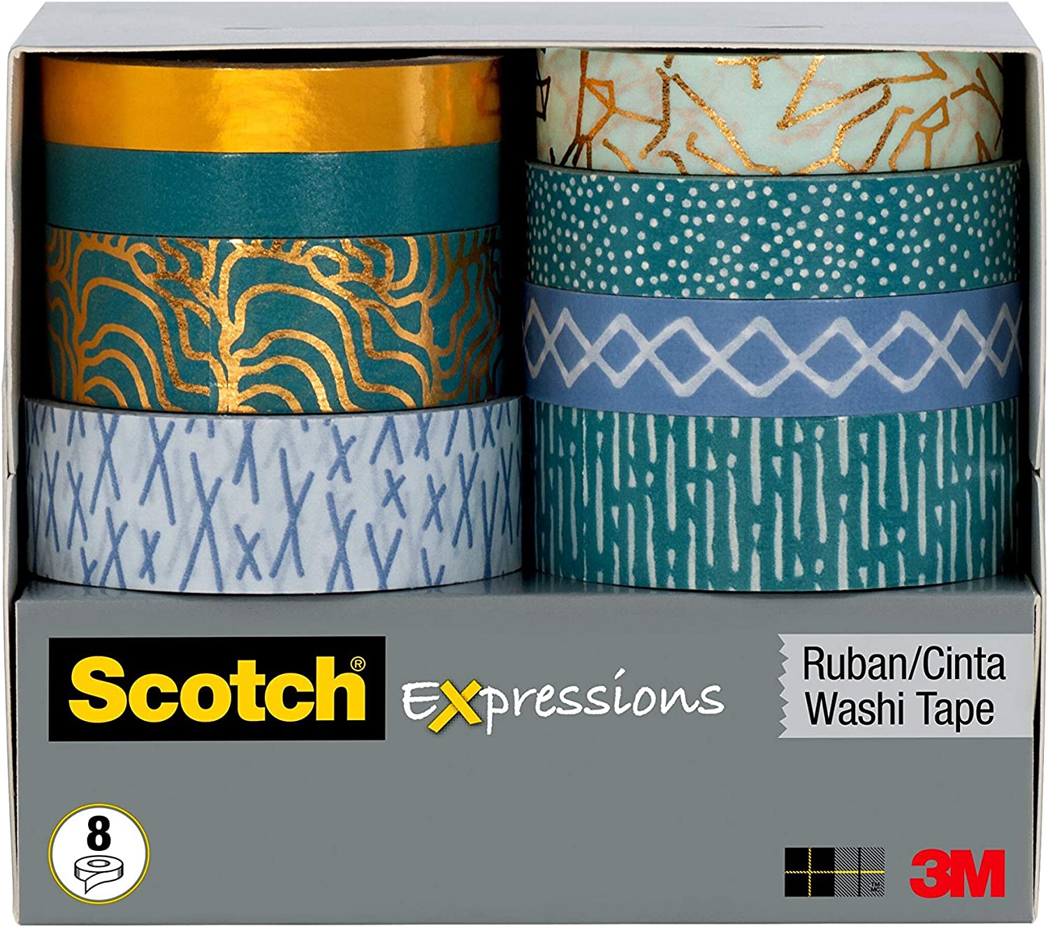 Scotch Expressions Washi Tape, 8 Rolls/Pack (C1017-8-P6)