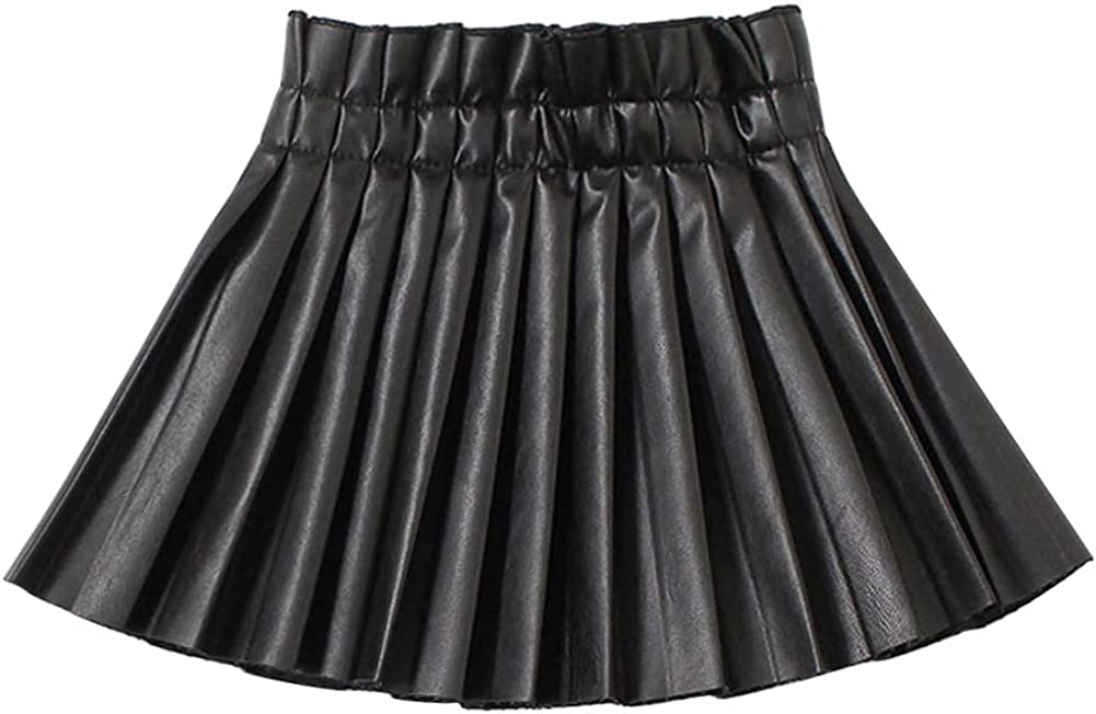 WELAKEN Pu Leather Skirts for Girls Kids & Teen & Toddler & Women Faux Leather Pleated Skirts