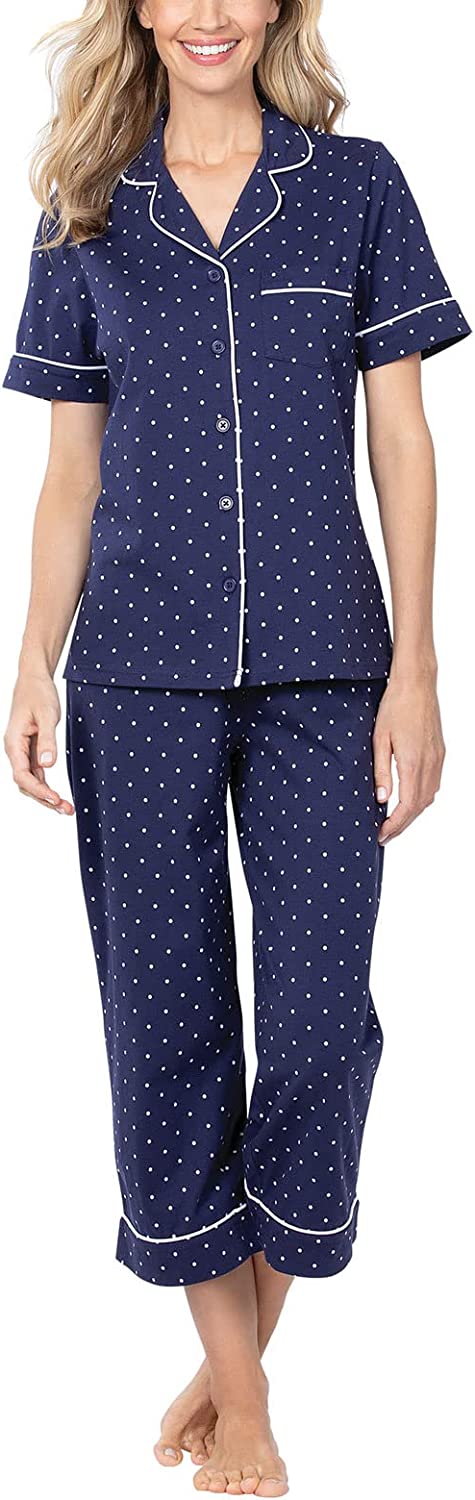 PajamaGram Cotton Pajamas For Women - Capri Pajamas For Women Set, 100% Cotton