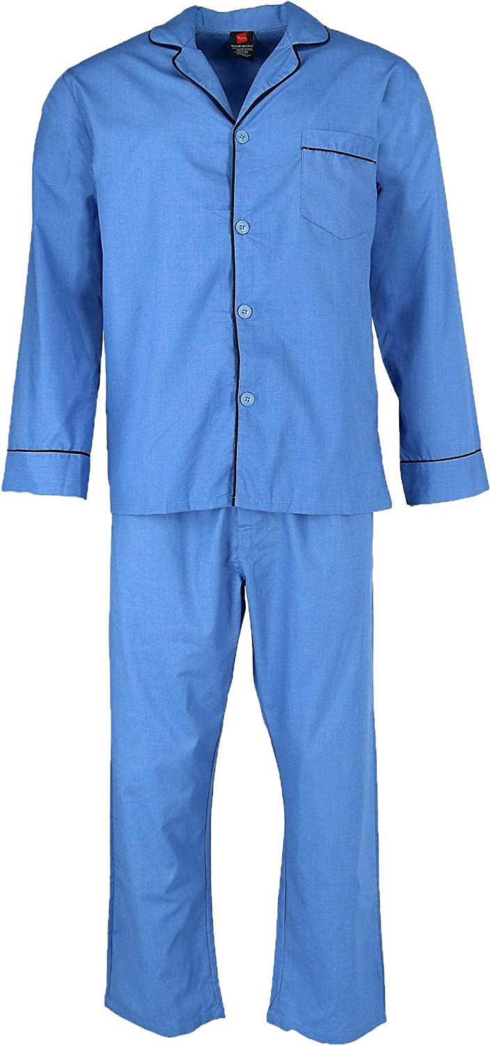 Hanes Men's Broadcloth Long Sleeve Pajama Set